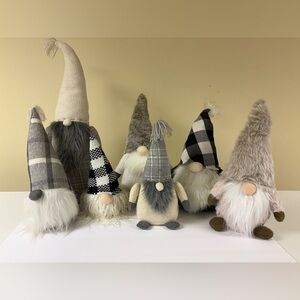 Plush Nordic Gnome Holiday Decor - Neutral Gray & Cream Set